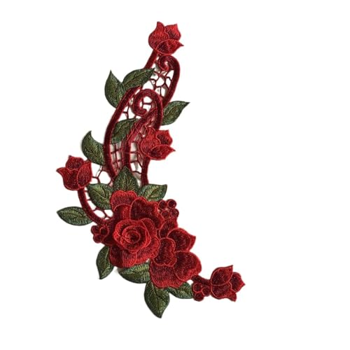 Blumen Zum AufbüGeln Mode Stil Stickerei Dreidimensionale Blumen Hohl Spitze Kragen Dekoration DIY Kleidung Nähzubehör Spitze Stoff(Style1(1pcs)) von BYLYUIVN
