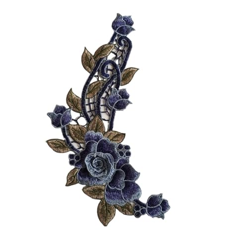 Blumen Zum AufbüGeln Mode Stil Stickerei Dreidimensionale Blumen Hohl Spitze Kragen Dekoration DIY Kleidung Nähzubehör Spitze Stoff(Style2(1pcs)) von BYLYUIVN