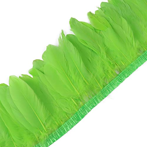 2 Meter Gänsefeder Band, Breite 15-20cm Ribbon Feather Satinband Fransen Gänsefeder Borte Nähen Flauschige Federquasten Stoffstreifen DIY Federkleidung Hut Trim Feather Gänsefeder Federborte von BYNYXI