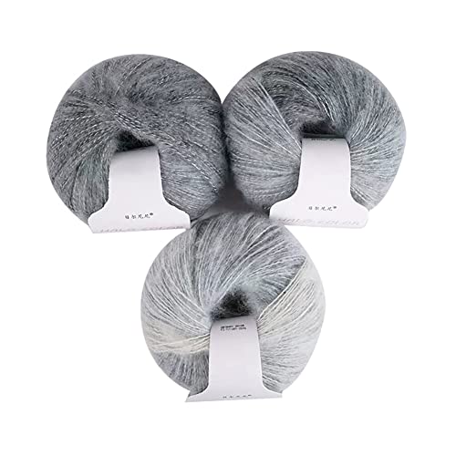 3 Bündel Verlauf Mohair Wolle zum Stricken, 3x30g Strickwolle Mohair weiche Häkelgarn Farbverlaufswolle Regenbogen Strick Angora Warm Mohairwolle für DIY Stricken Langwollgarn Häkelgarnzubehör von BYNYXI