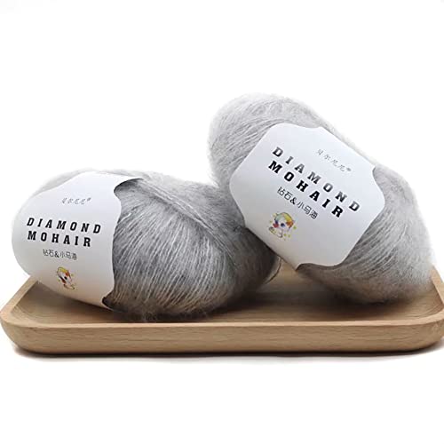 BYNYXI 2 Rollen Strickgarn Wolle, 25g 2 Lagige Flauschige Mohairwolle zum stricken Garne weiches dünnes Garn Einfarbige Stränge Basteln Gewebte DIY Häkelgarn Mohair Seide Wolle zum Häkeln Stricken von BYNYXI