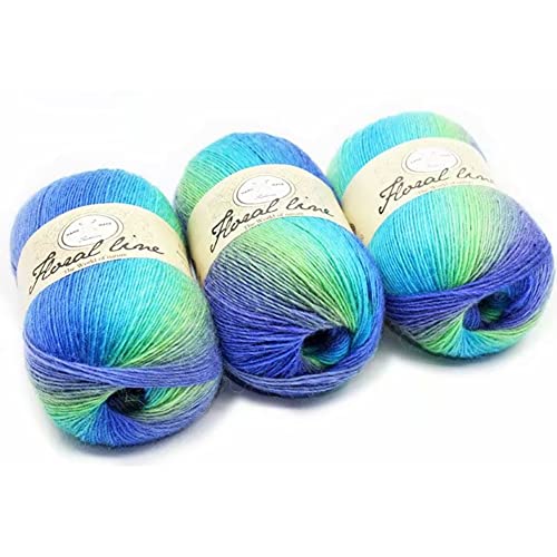 BYNYXI 3 Stück Farbverlaufsgarn, 400 Meter 100% Wollbiene Farbverlauf Strickwolle Einlagige 100 Gramm Wolle zum Stricken Farbverlaufswolle mehrfarbige Multicolor Regenbogen Häkelwolle, 3x100g von BYNYXI