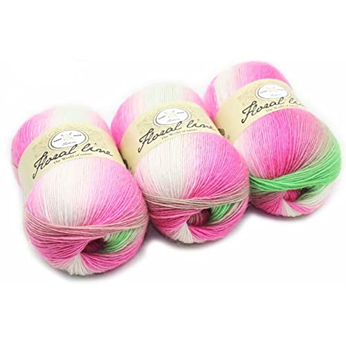 BYNYXI 3 Stück Farbverlaufsgarn, 400 Meter 100% Wollbiene Farbverlauf Strickwolle Einlagige 100 Gramm Wolle zum Stricken Farbverlaufswolle mehrfarbige Multicolor Regenbogen Häkelwolle, 3x100g von BYNYXI