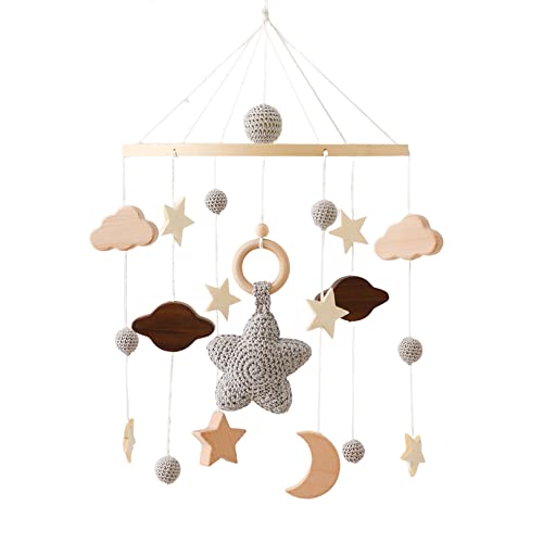 BYNYXI Babymobile für Bett Tiere, Wickeltisch Mobile Baby Windspiel Bunt Holz mit Filzbällen und Plüschtier Kinderzimmer Hängende Mond Sterne Mobile Bettglocke Geschenk für Baby Mädchen Jungen BYNYXI Babymobile für Bett Tiere, Wickeltisch Mobile Baby Windspiel Bunt Holz mit Filzbällen und Plüschtier Kinderzimmer Hängende Mond Sterne Mobile Bettglocke Geschenk für Baby Mädchen Jungen von BYNYXI