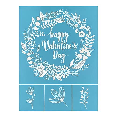 Blumen Siebdruck Schablone, Happy Valentines Day Thema Siebdruckschablonen Selbstklebend Zeichenschablonen Wiederverwendbare Malschablone für Scrapbooking Malerei auf Holz Wand Deko Blumen Siebdruck Schablone, Happy Valentines Day Thema Siebdruckschablonen Selbstklebend Zeichenschablonen Wiederverwendbare Malschablone für Scrapbooking Malerei auf Holz Wand Deko von BYNYXI