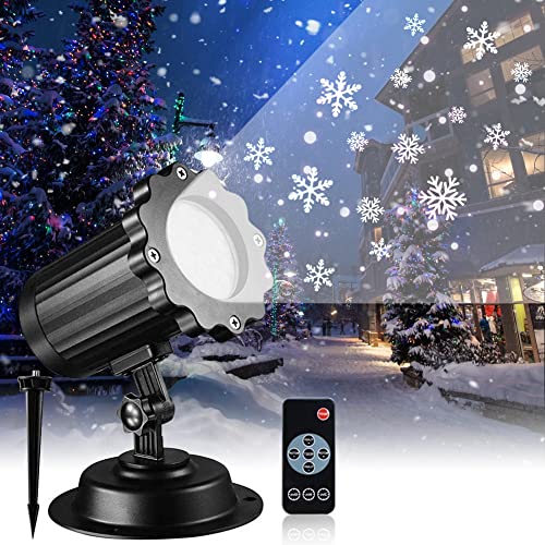 BYNYXI LED Projektor Weihnachten aussen, Schneeflocke Weihnachtsprojektor außen Projektionslampe mit Fernbedienung Wasserdicht IP65 Schneefall Projektor Licht Außen Projektor für Weihnachten Hochzeit von BYNYXI