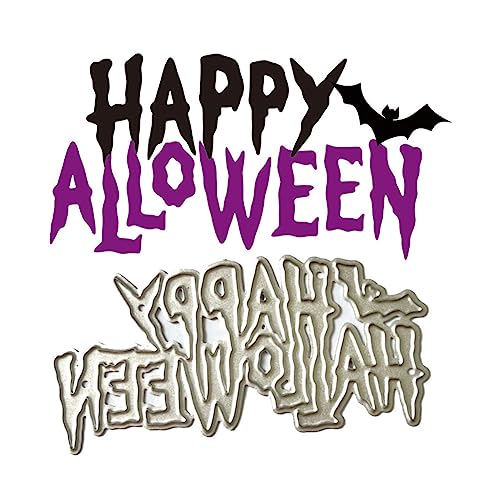 Stanzschablonen Halloween, Buchstaben Stanzform Happy Halloween Metall Prägeschablone Schablonen Lesezeichen Papier Stanzform für Weihnachten Neues Jahr Fest Geburtstag Dank Glückwunsch Handwerk von BYNYXI