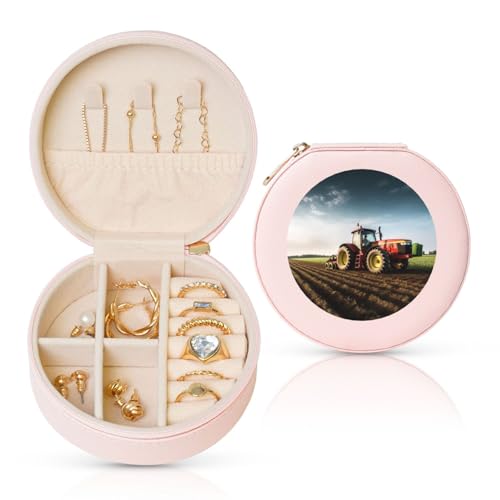 BYPPJGH Kleine Schmuckschatulle aus Leder, Motiv: Traktor Farm, wasserdicht, rund, für Damen, Ringe, Halsketten, Geschenke BYPPJGH Kleine Schmuckschatulle aus Leder, Motiv: Traktor Farm, wasserdicht, rund, für Damen, Ringe, Halsketten, Geschenke von BYPPJGH