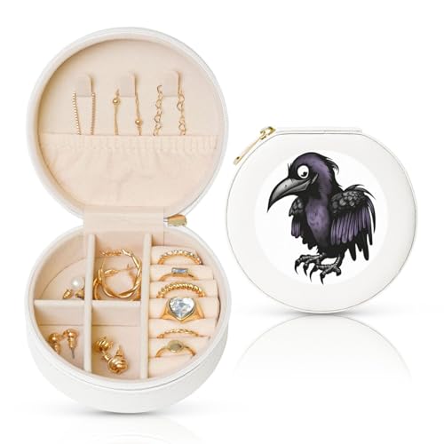 BYPPJGH Kleine Schmuckschatulle aus Leder, Reise-Schmucketui, wasserdicht, rund, Schmuck-Organizer, weiß, für Damen, Ringe, Halsketten, Geschenke von BYPPJGH