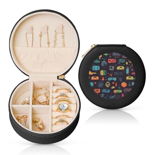 BYPPJGH Kleine Schmuckschatulle aus Leder, Reise-Schmucketui, wasserdicht, rund, für Damen, Ringe, Halsketten, Geschenke von BYPPJGH