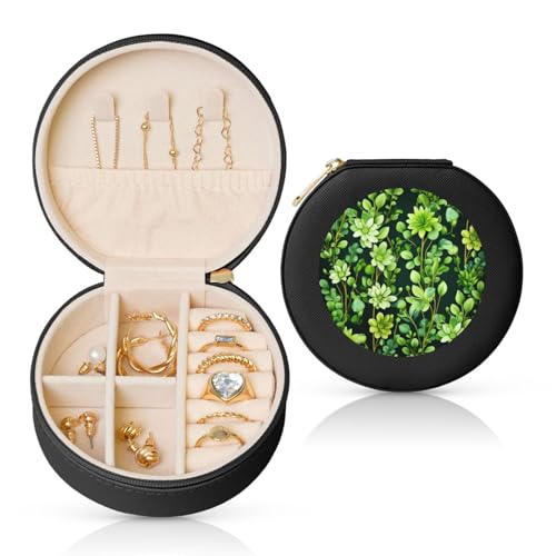 BYPPJGH Kleine Schmuckschatulle aus Leder, Reise-Schmuckkästchen, wasserdicht, rund, für Damen, Ringe, Halsketten, Geschenke von BYPPJGH