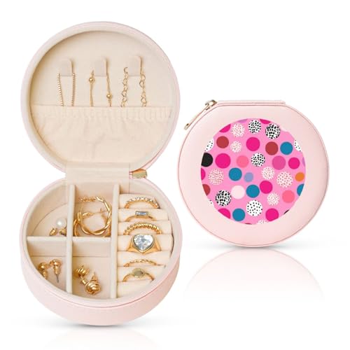 BYPPJGH Kleine Schmuckschatulle aus Leder, Reiseetui, wasserdicht, rund, für Damen, Ringe, Halsketten, Geschenke von BYPPJGH