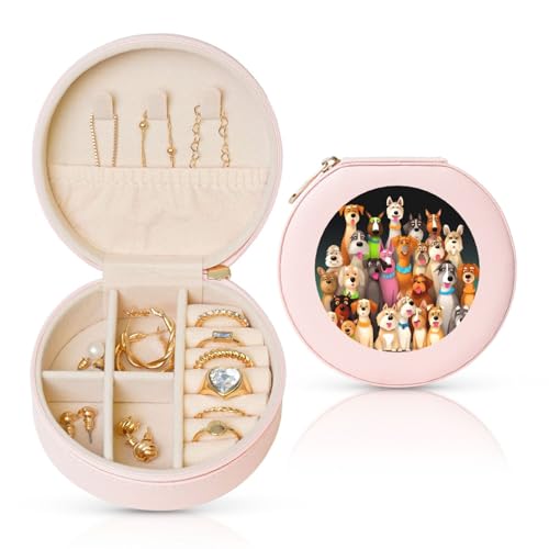 BYPPJGH Kleine Schmuckschatulle aus Leder, für Reisen, wasserdicht, rund, für Damen, Ringe, Halsketten, Geschenke von BYPPJGH