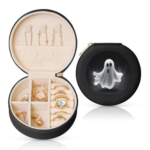 BYPPJGH Kleine Schmuckschatulle aus Leder, für Reisen, wasserdicht, rund, für Damen, Ringe, Halsketten, Geschenke von BYPPJGH