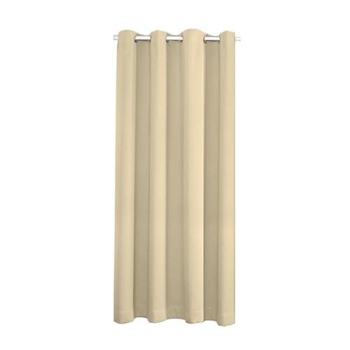 Blickdicht Thermovorhang, Blickdichte Gardinen mit ösen, Lichtundurchlässig, Verdunkelungsvorhang,1 Stück, 132 x 244 cm, Beige von BYSURE