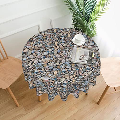 BYTKMRY Runde Tischdecke mit Kieselstein-Muster, 152,4 cm, wasserdichte Tischdecke, Polyester-Tischdecke, für Zuhause, Esszimmer, Küche, Dekor BYTKMRY Runde Tischdecke mit Kieselstein-Muster, 152,4 cm, wasserdichte Tischdecke, Polyester-Tischdecke, für Zuhause, Esszimmer, Küche, Dekor von BYTKMRY