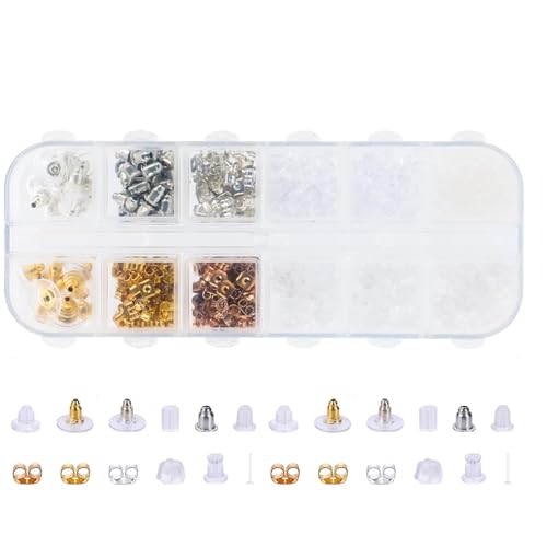 Ohrring-Verschlüsse, transparente Ohrring-Stopper, Sicherheitsverschlüsse für Damenschmuck, Gummi- und Kunststoff-Verschlüsse mit Aufbewahrungsbox, DIY-Schmuckzubehör, 600 Stück Ohrring-Verschlüsse, transparente Ohrring-Stopper, Sicherheitsverschlüsse für Damenschmuck, Gummi- und Kunststoff-Verschlüsse mit Aufbewahrungsbox, DIY-Schmuckzubehör, 600 Stück von BYTLEOUTJ
