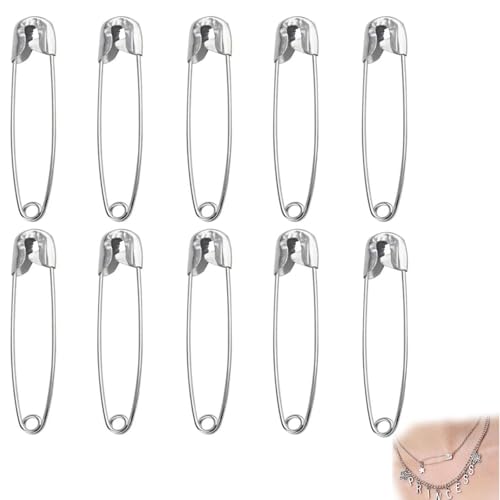 Sicherheitsnadeln 10 Stück 38mm Safety Pins für Kunsthandwerk, Nähen, Schmuckherstellung, Heimarbeitsplatz, Silber Edelstahl, Klein und Praktisch Sicherheitsnadeln 10 Stück 38mm Safety Pins für Kunsthandwerk, Nähen, Schmuckherstellung, Heimarbeitsplatz, Silber Edelstahl, Klein und Praktisch von BYTLEOUTJ