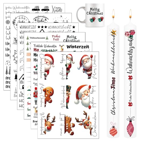 6 Stück kerzentattoos weihnachten, Weihnachten Kerzen Sticker, Kerzen Tattoo Folie, Wassertransferdruck Kerzensticker, weihnachten kerzen tattoo, für Kerze Tasse, Kerzen Dekorieren 6 Stück kerzentattoos weihnachten, Weihnachten Kerzen Sticker, Kerzen Tattoo Folie, Wassertransferdruck Kerzensticker, weihnachten kerzen tattoo, für Kerze Tasse, Kerzen Dekorieren von BYTLXM