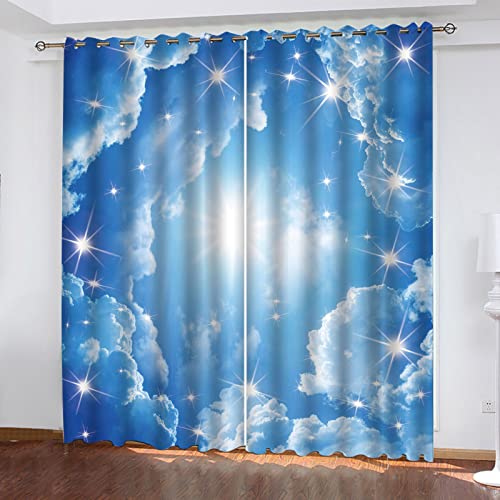 2Er Set Blickdichte Gardinen Kinderzimmer 3D Sonnenschein, Blauer Himmel Und Weiße Wolken Muster Verdunkelungsvorhang Mit Ösen H 210 X B 220 cm, 100% Thermovorhänge Für Schlafzimmer Wohnzimmerküche F 2Er Set Blickdichte Gardinen Kinderzimmer 3D Sonnenschein, Blauer Himmel Und Weiße Wolken Muster Verdunkelungsvorhang Mit Ösen H 210 X B 220 cm, 100% Thermovorhänge Für Schlafzimmer Wohnzimmerküche F von BYTUGI