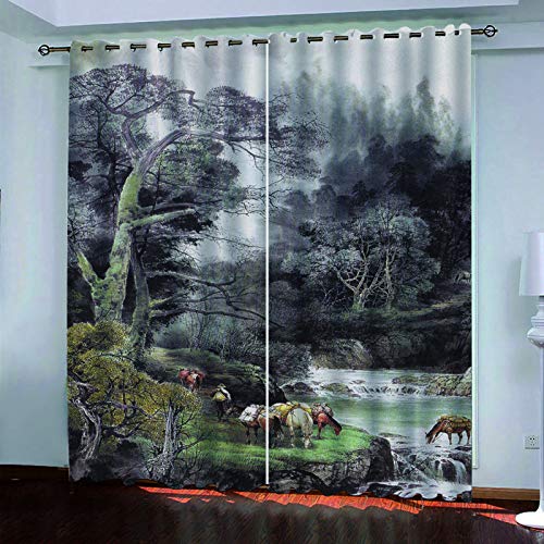 Verdunkelungsvorhang Kinderzimmer Junge Mädchen - Vorhänge Blickdicht Mit Ösen - Waldtier Pferd Digitaldruck 3D - Thermogardine Für Schlafzimmer Wohnzimmer 2Er Set H 280 X B 260 cm Verdunkelungsvorhang Kinderzimmer Junge Mädchen - Vorhänge Blickdicht Mit Ösen - Waldtier Pferd Digitaldruck 3D - Thermogardine Für Schlafzimmer Wohnzimmer 2Er Set H 280 X B 260 cm von BYTUGI
