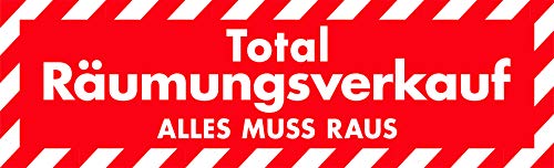 Aufkleber Total Räumungsverkauf - Geschäftsaufgabe, Umbau, Alles muss Raus - SALE und Rabattaktionen (99 x 30 cm, Alles muss Raus) von Agentur Werner Kuhlins