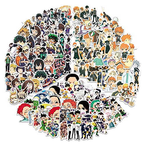 Dheckbluesky 150 Stück Anime Aufkleber - My Hero Academia, Hunter x Hunter, Haikyuu für Skateboard und Laptop - Für Jugendliche von BYUP