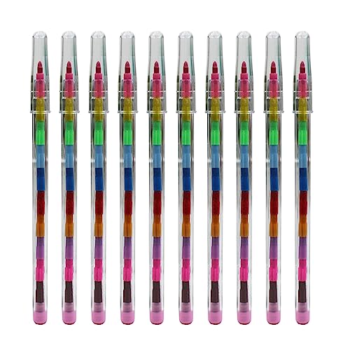 BYUTFA Crayon 10/24 Stück Stapelstifte, baubare Buntstifte, stapelbare Buntstifte, 11-in-1-Baustein-Farbwachsstift von BYUTFA
