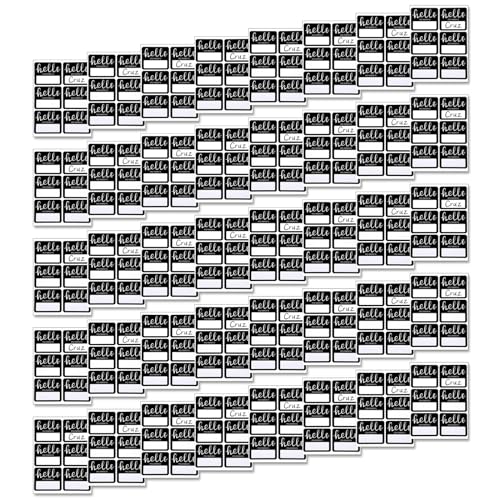BYUTFA Label 240 Stück schwarz-weiße Namensetiketten-Aufkleber, 7,6 x 6,3 cm, Hallo-Namensetiketten, Aufkleber für Kindertagesstätte, Schule, Mottoparty von BYUTFA