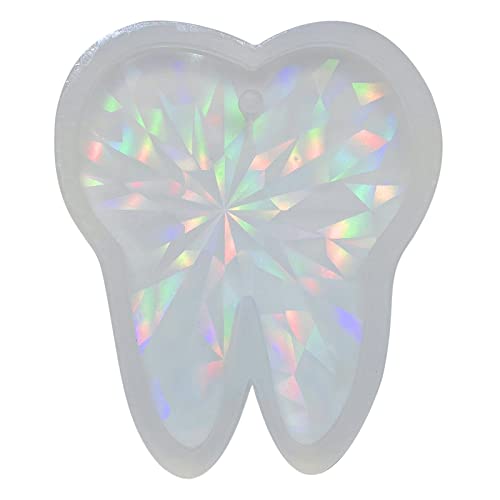 BYUTFA Zahn-Silikonform, großer Zahn, holografische Licht- und Schattenornamente, Silikon-Epoxidharz-Schlüsselanhänger-Formen, DIY-Anhänger, Schmuck für Valentinstagsgeschenk von BYUTFA