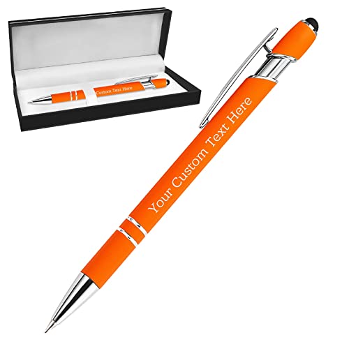 Kugelschreiber Personalisiert mit Gravur Kugelschreiber Personalisierter mit Namen Logo Wunschtext, Stift Personalisierte Geschenk für Maenner, Frauen, Bachelor, Geburtstag, Orange von BYWEXCLESD