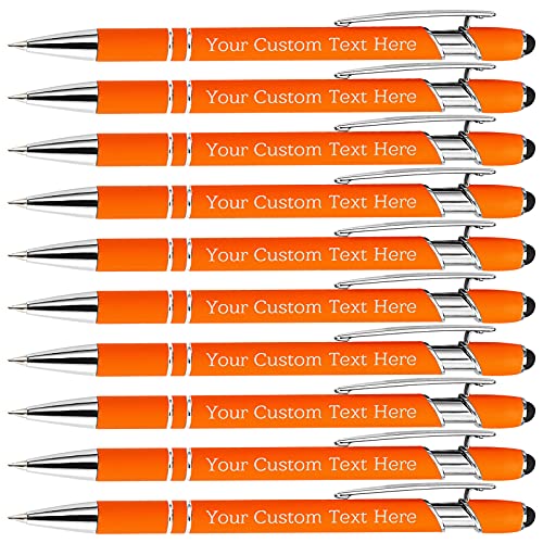 Kugelschreiber Personalisiert mit Gravur Kugelschreiber Personalisierter mit Namen Logo Wunschtext, Stift Personalisierte Geschenk für Maenner, Frauen, Bachelor, Geburtstag, Orange,10 Stück von BYWEXCLESD