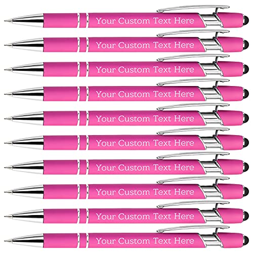 Kugelschreiber Personalisiert mit Gravur Kugelschreiber Personalisierter mit Namen Logo Wunschtext, Stift Personalisierte Geschenk für Maenner, Frauen, Bachelor, Geburtstag, Rosa,10 Stück von BYWEXCLESD