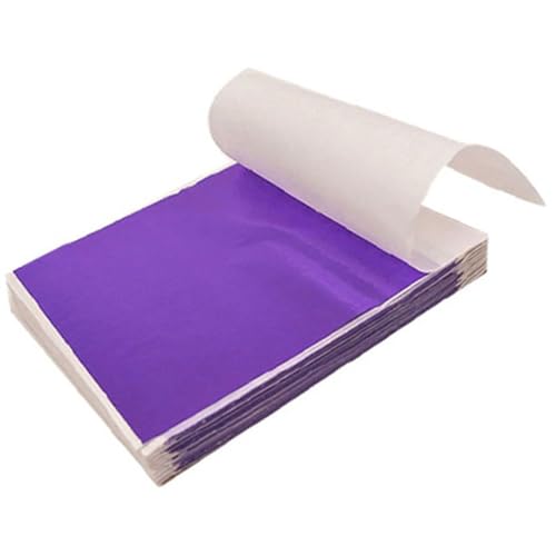 BYYLECL Goldfolienblätter, 100 Stück Goldfolie, Goldfolie, Goldfolie, multifunktionale dekorative Goldblätter für DIY Kunstdekoration, Violett von BYYLECL