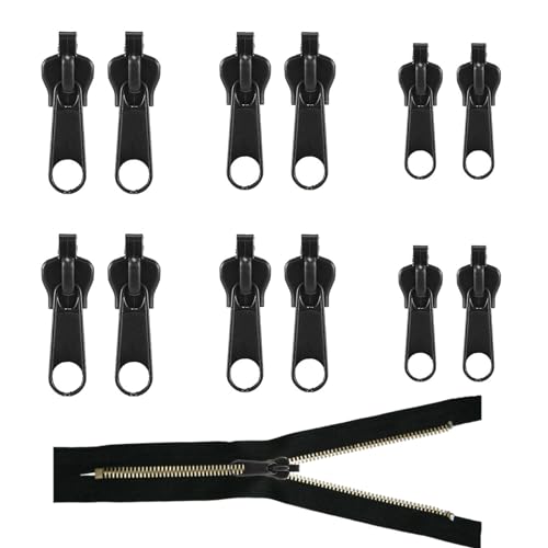 12 Stück Reißverschluss Schieber Ersatz,Abnehmbare Reißverschluss Zipper Pull Ersatz,Reissverschluss Reparatur Set Zipper Für Reißverschluss für Jacken, Koffer, Rucksäcke (Schwarz) von BYYT