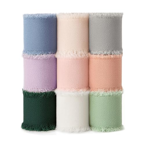 BYZANDQI Chiffonband 9 Rollen Schleifenband Breit Geschenkband Hochzeit Dekoband Stoffband Seidenband 3,8cm x 45m BYZANDQI Chiffonband 9 Rollen Schleifenband Breit Geschenkband Hochzeit Dekoband Stoffband Seidenband 3,8cm x 45m von BYZANDQI
