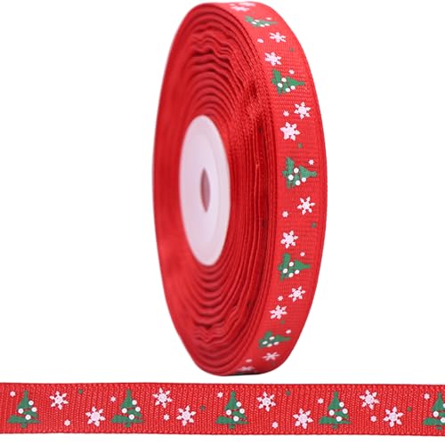 BYZANDQI 22m Schleifenband 10mm Satinband, Geschenkband Weihnachten Rot Dekoband Weihnachtsband Ripsband von BYZANDQI