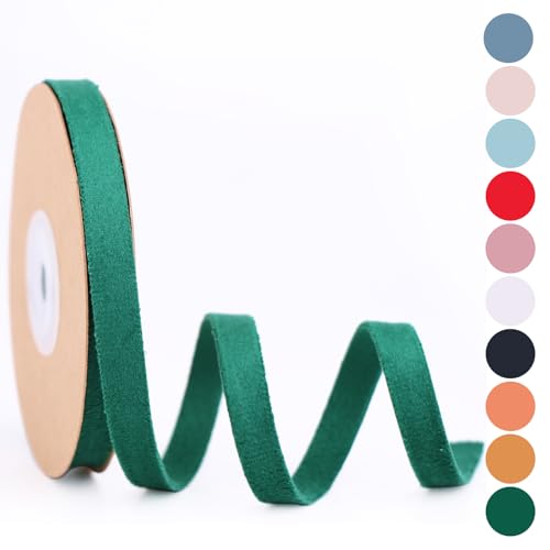 BYZANDQI Samtband 10m x 1cm Samt Dekoband Set Schleifenband Schmuckband Geschenkband Weihnachten (Grün 10m) von BYZANDQI