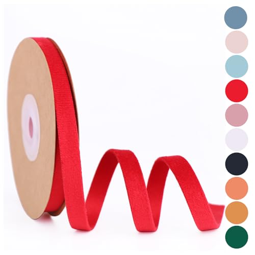 BYZANDQI Samtband 10m x 1cm Samt Dekoband Set Schleifenband Schmuckband Geschenkband Weihnachten (Rot 10m) von BYZANDQI