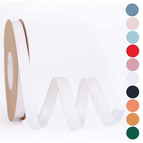 BYZANDQI Samtband 5m x 1cm Samt Dekoband Set Schleifenband Schmuckband Geschenkband Weihnachten (Elfenbein) von BYZANDQI