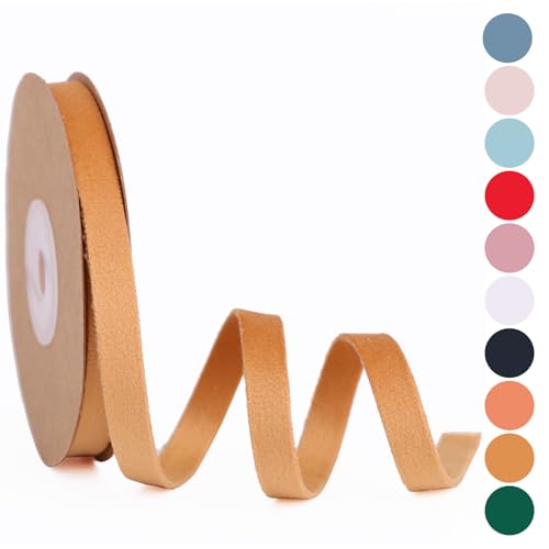BYZANDQI Samtband 5m x 1cm Samt Dekoband Set Schleifenband Schmuckband Geschenkband Weihnachten (Khaki) von BYZANDQI