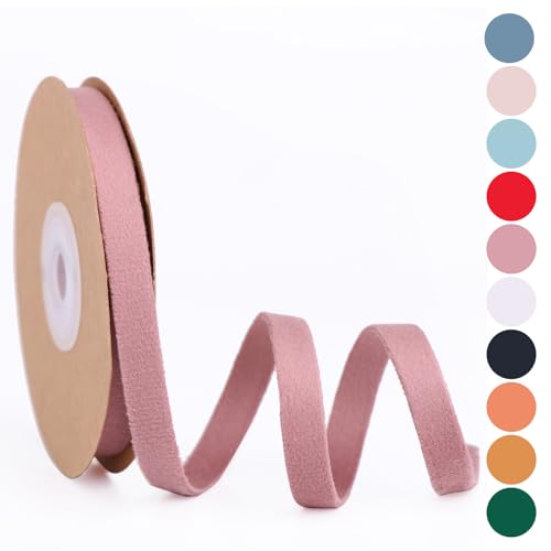 BYZANDQI Samtband 5m x 1cm Samt Dekoband Set Schleifenband Schmuckband Geschenkband Weihnachten (Roségold) von BYZANDQI
