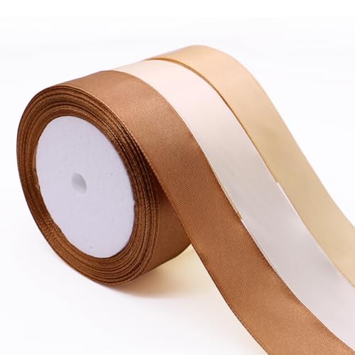 BYZANDQI Satinband 22m x 25mm, Breit Schleifenband Geschenkband Seidenband Dekoband für Hochzeit Sträuße DIY Handwerk Taufe Geschenkverpackung, Gold BYZANDQI Satinband 22m x 25mm, Breit Schleifenband Geschenkband Seidenband Dekoband für Hochzeit Sträuße DIY Handwerk Taufe Geschenkverpackung, Gold von BYZANDQI
