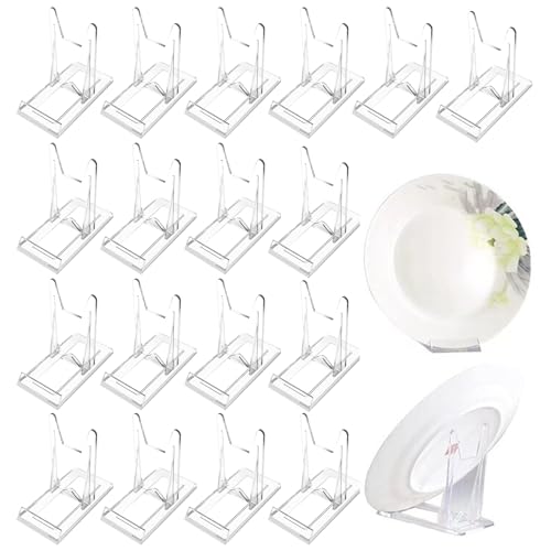 18 Pcs Tellerständer Acryl, Tellerständer Klar Tellerhalter Kunststoff Staffeleien Telleraufsteller Acryl Schiebeständer Bilderständer Acryl Ständer Für Fotodisplays Rahmen, Kochbücher 11.5*11*6cm von BYZESTY