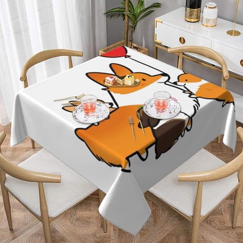 BYwenhopnbs Niedliche Cartoon-Corgi-Weihnachtstischdecke, quadratisch, staubdicht, wasserdicht, 139,7 x 139,7 cm BYwenhopnbs Niedliche Cartoon-Corgi-Weihnachtstischdecke, quadratisch, staubdicht, wasserdicht, 139,7 x 139,7 cm von BYwenhopnbs