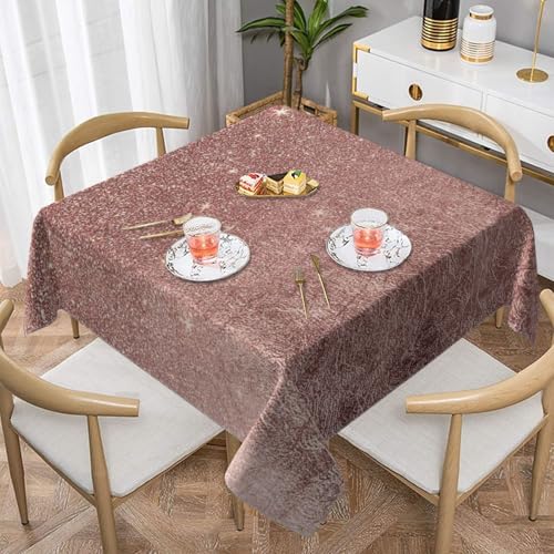 Bedruckte, mädchenhafte, glamouröse rosa Roségoldfolie und Glitzer, quadratische, staubdichte Tischdecke, wasserdichte Tischdecke, 139,7 x 139,7 cm Bedruckte, mädchenhafte, glamouröse rosa Roségoldfolie und Glitzer, quadratische, staubdichte Tischdecke, wasserdichte Tischdecke, 139,7 x 139,7 cm von BYwenhopnbs