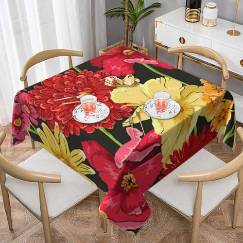 Bunte Blumen Blumenmuster Quadratische staubdichte Tischdecke wasserdichte Tischdecke 55x55Zoll Bunte Blumen Blumenmuster Quadratische staubdichte Tischdecke wasserdichte Tischdecke 55x55Zoll von BYwenhopnbs
