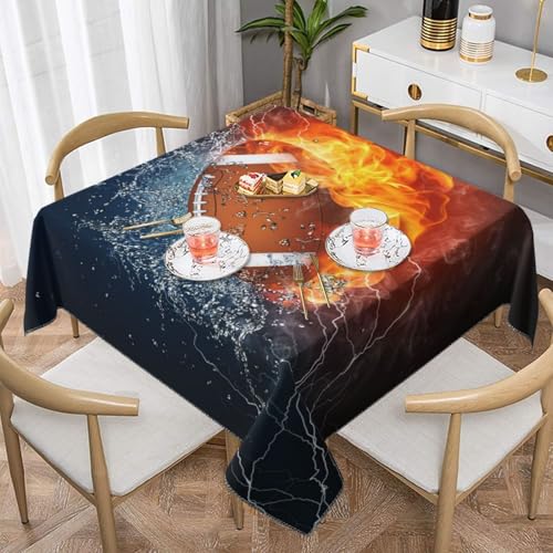 Burning American Football In FireSquare Staubdichte Tischdecke, wasserdichte Tischdecke, 55 x 55 Zoll Burning American Football In FireSquare Staubdichte Tischdecke, wasserdichte Tischdecke, 55 x 55 Zoll von BYwenhopnbs
