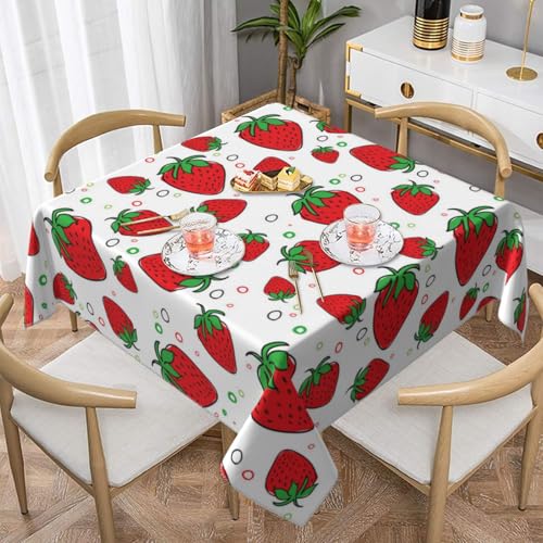 Erdbeere (2) Quadratische staubdichte Tischdecke, wasserdichte Tischdecke, 55 x 55 Zoll von BYwenhopnbs