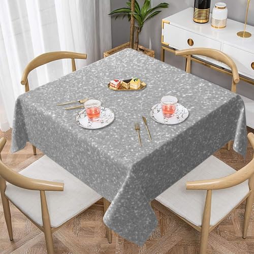 Faux Sparkly Silver Glitter PrintedSquare Staub-Proof Tischdecke wasserdichte Tischdecke 55x55Inch Faux Sparkly Silver Glitter PrintedSquare Staub-Proof Tischdecke wasserdichte Tischdecke 55x55Inch von BYwenhopnbs